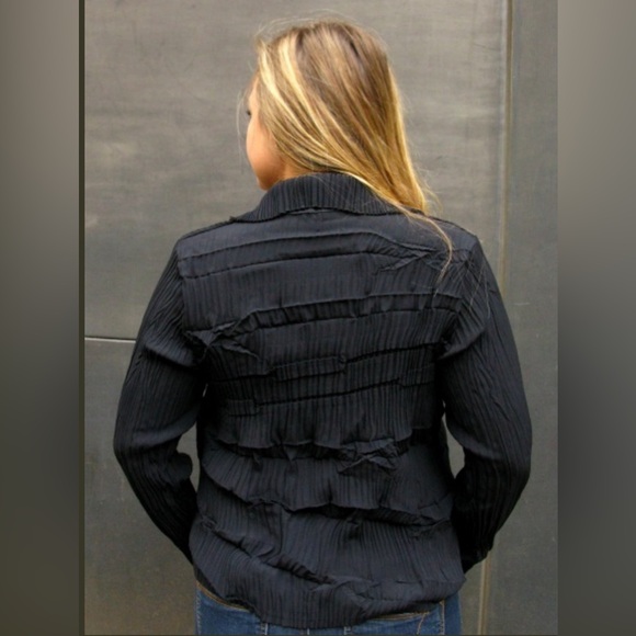 Double Collar Jacket (shirt) by Babette Style # 1K762 Small Black NWOT condition - Picture 2 of 12